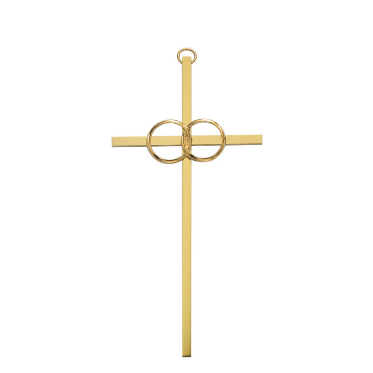 8in. Polished Brass Wedding Cross - Gift Boxed