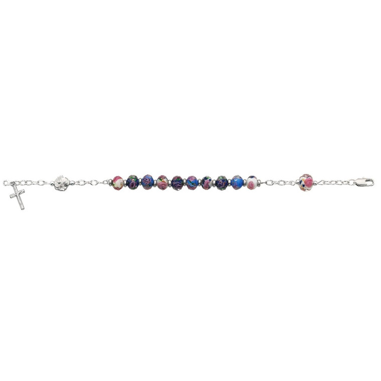 7.5in Multi Crystal Rosary Bracelet - Gift Boxed