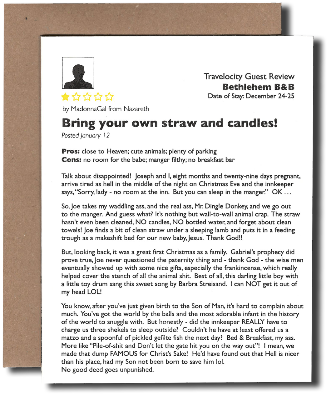 One Star Review-Bethlehem Bnb - powerandlightpress