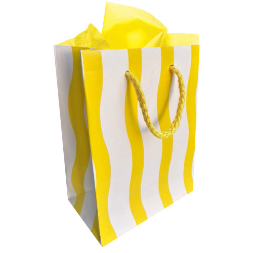 Yellow Fussy Stripe Gift Bag - small Yellow Fussy Stripe Gift Bag - small