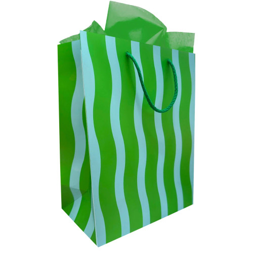 Green/Aqua Fussy Stripe Gift Bag Green/Aqua Fussy Stripe Gift Bag