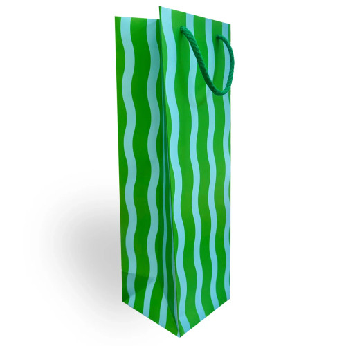 Green/Aqua Fussy Stripe Wine Bag Green/Aqua Fussy Stripe Wine Bag
