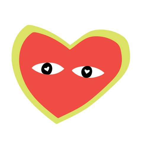 Green Red Heart sticker