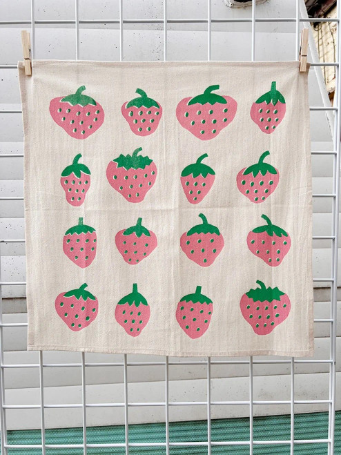 Pink Stawberry tea towel