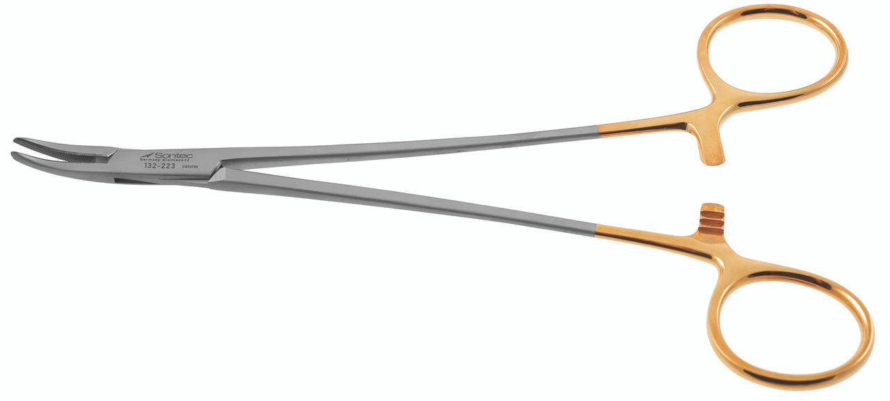 132-223 - CRILE WOOD NEEDLE HOLDER CURVED TC SERRATED TIP 7