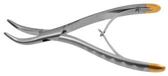 1103-348 - ROOT EXTRACTING FORCEPS #300 CURVED HANDLE W/ SPRING TC DUST 6 1/2"