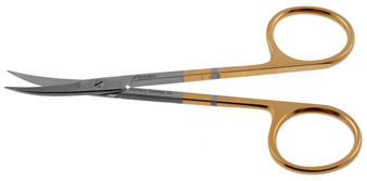 1200-028 - IRIS SCISSORS PC GOLD CURVED 4 1/2"