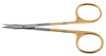 1200-052 - STEVENS TENOTOMY SCISSORS POWER-CUT-GOLD SHORT CURVED BLUNT 4 1/8"
