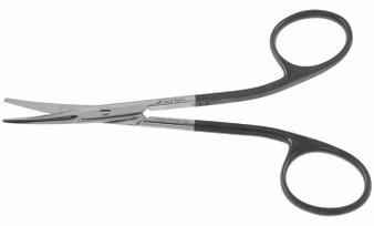 1200-076B - KAYE FACE LIFT/BLEPH SCISSORS SPREAD HANDLE POWER CUT BLACK CURVED 4 3/4"