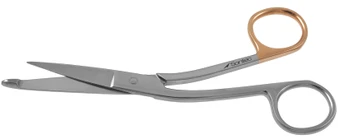 1200-190LQ - KNOWLES BANDAGE SCISSORS POWER-CUT-GOLD ANGLE SERRATED 5 1/2" LEFT QUANTUM