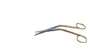 1200-300 - FOMON DORSAL SCISSORS BEVELED BLADES POWER-CUT-GOLD SERRATED 5 3/4"