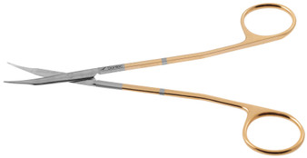 1200-348 - REYNOLDS SCISSORS TENOTOMY TIP SPREAD HANDLE POWER-CUT-GOLD CURVED 6 1/4"