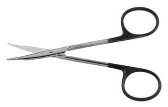 1200-706 - STEVENS TENOTOMY SCISSORS POWER-CUT-BLACK LONG CURVED BLUNT 4 1/2"