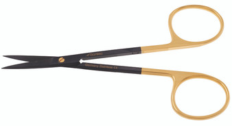 1200-950 - IRIS SCISSORS CERAMITEC W/GOLD SCREW/RINGS TC-POWER-CUT STRAIGHT 4 1/2"