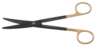 1200-966 - MAYO SCISSORS CERAMITEC GOLD SCREW/SHINY RING BEVELED BLADES TC-POWER-CUT CURVED 6 3/4"