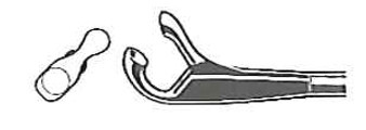 1301-280 - LARYNGOSCOPY FORCEPS CONICAL TUBE 2mm SHAFT 2.5mm CUP ANGLE UP 45° RIGHT 9"