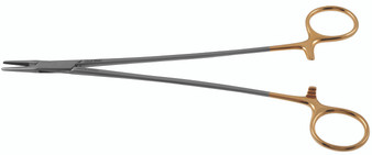 132-214 - CRILE WOOD NEEDLE HOLDER TC SERRATED TIP 9"