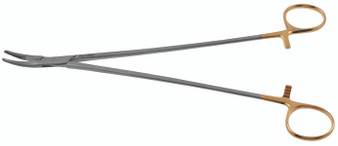 132-224 - CRILE WOOD NEEDLE HOLDER CURVED TC SERRATED TIP 9"   FS