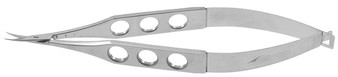 13-2500F - CASTROVIEJO CORNEAL SCISSORS FENESTRATED HANDLE SMALL CURVED BLUNT BLADES 4 1/4"