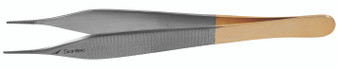 136-664D - ADSON FORCEPS SERRATED HANDLE CROSS SERRATED DELICATE 0.8mm TIP 4 3/4"