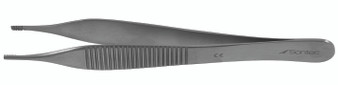 136-686Q - BROWN ADSON TISSUE FORCEPS SERRATED HANDLE 9 x 9 TEETH 4 3/4" QUANTUM
