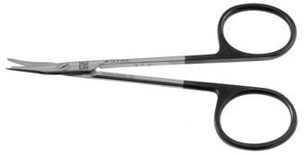 13-8325 - REEH STITCH SCISSORS CURVED SHARP BLADES HALF MOON CUT OUT AT TIP POWER-CUT-BLACK 4" FS