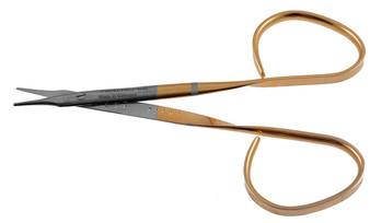13-8863 - STEVENS TENOTOMY SCISSORS RIB HANDLE STRAIGHT POWER-CUT-GOLD 3 3/4"