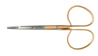 13-9340 - UTILITY SCISSORS RIB HANDLE BLUNT DELICATE FLAT SLIGHTLY CURVED 15mm PC GOLD BLADES 4"