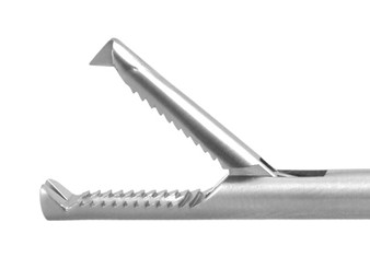 1404-881H - LARYNGOSCOPIC GRASPING FORCEPS HORIZONTAL JAW 4.5mm CURVED SHAFT 30" FS