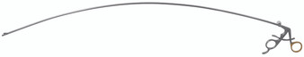 1404-881HRM - LARYNGOSCOPIC GRASPING FORCEPS W/RATCHET HORIZONTAL JAW 4.5mm CURVED MALLEABLE SHAFT 30" FS