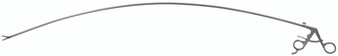 1404-881HRMTL - LARYNGOSCOPIC GRASPING FORCEPS W/RATCHET HORIZONTAL JAW W/1X2T LEFT OPEN 4.5mm CURVED SHAFT 30" FS