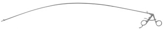 1404-881HTR - LARYNGOSCOPIC GRASPING FORCEPS W/RATCHET HORIZONTAL JAW W/1X2T 4.5mm CURVED SHAFT 30" FS