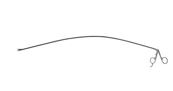 1404-883B - CERAMITEC EMBERTSON LARYNGOSCOPIC EPIGLOTTIS METZENBAUM SCISSORS CURVED BLADE/SHAFT 30" FS