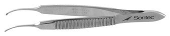 14-1610 - GRAEFE IRIS TISSUE FORCEPS CURVED TIP 1 x 2 TEETH 2 3/4"