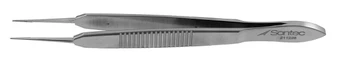 14-5700 - HARMS TUBINGEN FORCEPS W/TYING PLATFORM FLAT HANDLE STRAIGHT SMOOTH TIP 4"