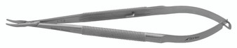 15-3336 - TROUTMAN BARRAQUER NEEDLE HOLDER W/LOCK ROUND KNURLED HANDLE CURVED MEDIUM/SMALL JAW 5 3/4"