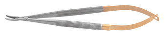 15-3964 - BARRAQUER NEEDLE HOLDER W/O LOCK ROUND HANDLE TC SERRATED CURVED TIP 5 1/2"