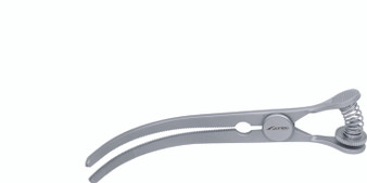 2100-412 - GLOVER COOLEY BULLDOG CLAMP SPRING LOAD ATRAUMATIC CURVED JAW 4 1/4" FS