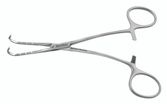 2100-907 - CASTENADA CLAMP SMALL DOUBLE CURVED JAWS ANGLE SHANK 6"  FS