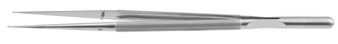 2200-258 - RING TIP FORCEPS ROUND HANDLE TC DUST STRAIGHT 1mm 8 1/4" COUNTER WEIGHT