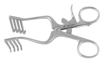230-445 - WEITLANER RETRACTOR W/4 PRONGS 3.5cm PRONG DEPTH CURVED ARMS BLUNT 4 1/2"