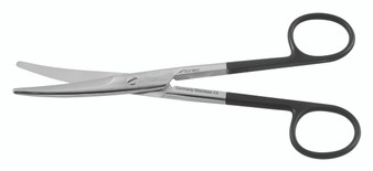 2400-707 - BLACK MAYO SCISSORS BEVELED BLADES POWER CUT CURVED 6"
