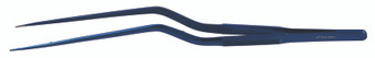 2600-4732 - TITANIUM TYING FORCEPS BAYONET ROUND HANDLE ANGLE DOWN SHAFT TC DUST STRAIGHT 1mm TIP 9"  LIGHT WEIGHT