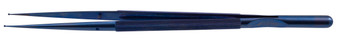 2600-526 - TITANIUM MICRO RING TIP FORCEPS ROUND HANDLE TC DUST STRAIGHT 1mm 8 1/4" COUNTER WEIGHT