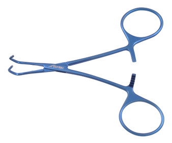 2605-110 - TITANIUM NEONATAL MICRO VASCULAR CLAMP DOUBLE ANGLE JAW 14mm 4 1/8"  FS