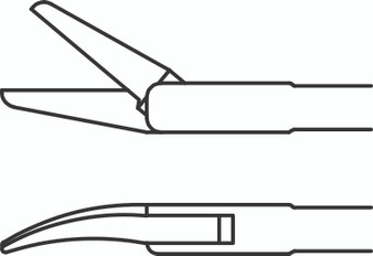 2800-236 - HEARTLINE MINI COOLEY SCISSORS 3mm Ø SHAFT 30° CURVED 12mm BLUNT BLADE SQUEEZE HANDLE 24.4cm WORKING LENGTH