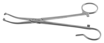 485-612 - WHITE TONSIL SEIZING FORCEPS CURVED 1 OPEN RING 7" (18cm)