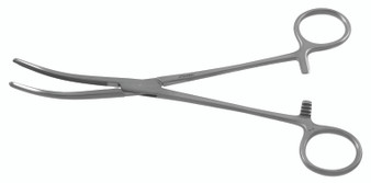 1100-153 - ROCHESTER CARMALT FORCEPS LONGITUDINAL CROSS HATCH TIP CURVED 8"