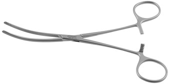 1100-163 - DOYEN INTESTINAL FORCEPS DIAGONAL SERRATIONS CURVED 7"