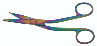 1100-208R - KNOWLES BANDAGE SCISSORS RAINBOW SERRATED BLADES ANGLE 5 1/2"